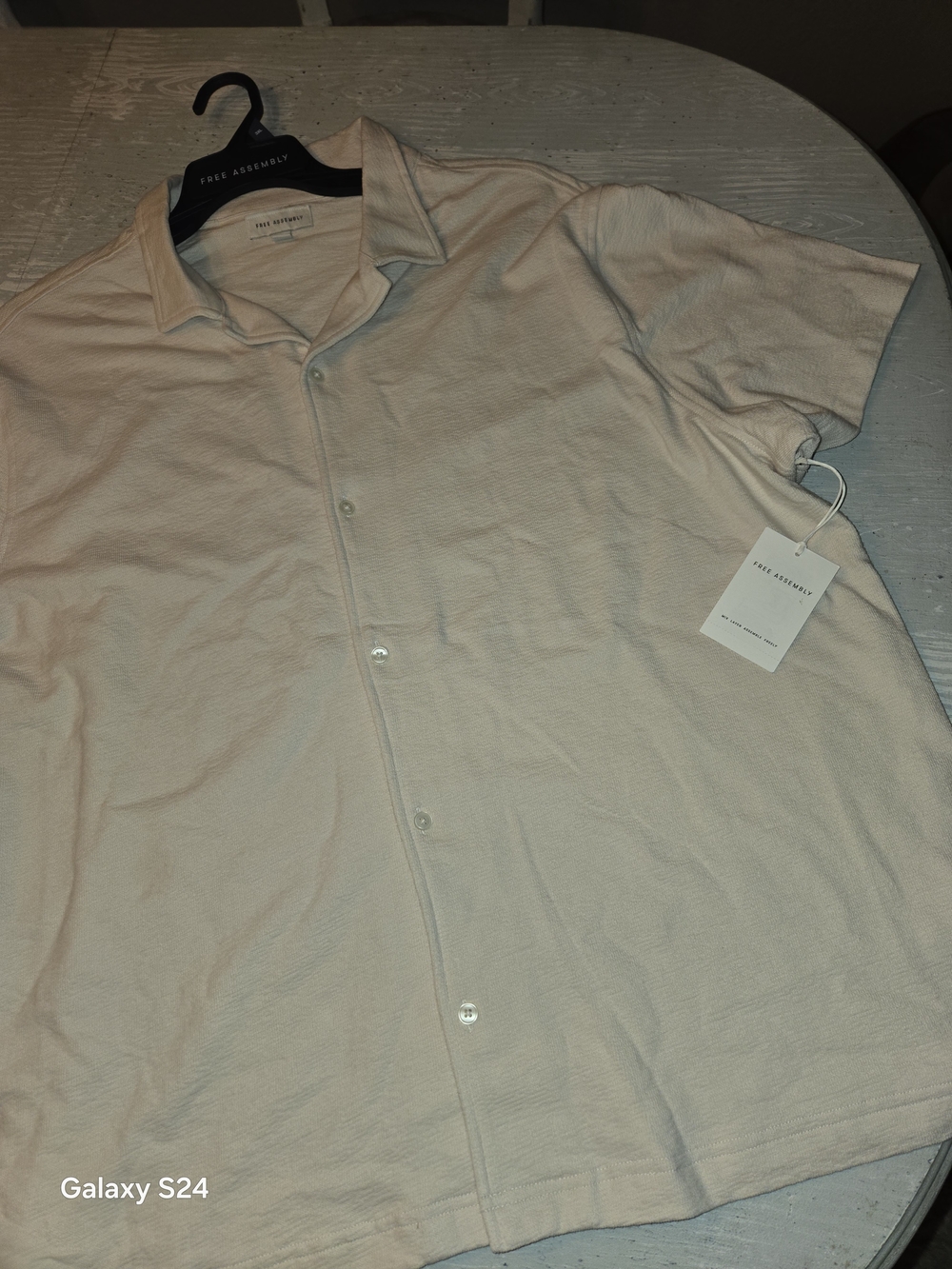 Free Assembly Men's Casual Button-Down Texture Camp Shirt Sz 3XL New Cotton
